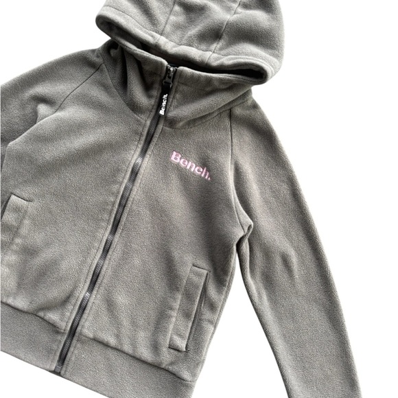 Bench Girls Grey Zip Fleece Hoodie Sweater Size 7/8 - Picture 2 of 7